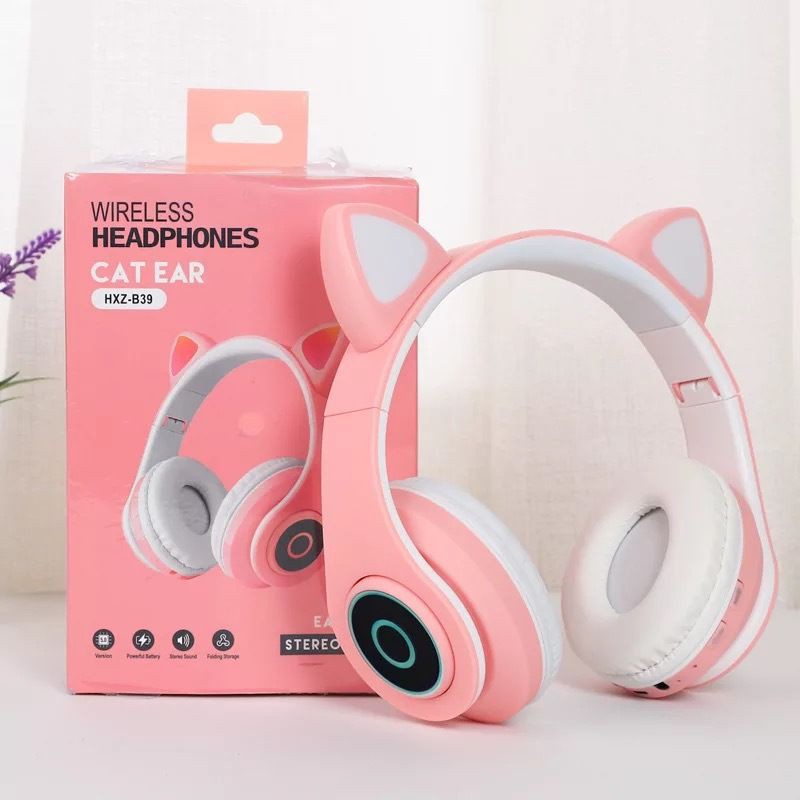 Tai nghe Bluetooth chụp tai hình mèo B39M có đèn led Có Mic, âm bass mạnh mẽ