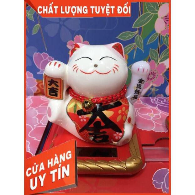 Giá hủy diệt -  Mèo thần tài vẫy tay bằng sứ cao 10cm chạy năng lượng