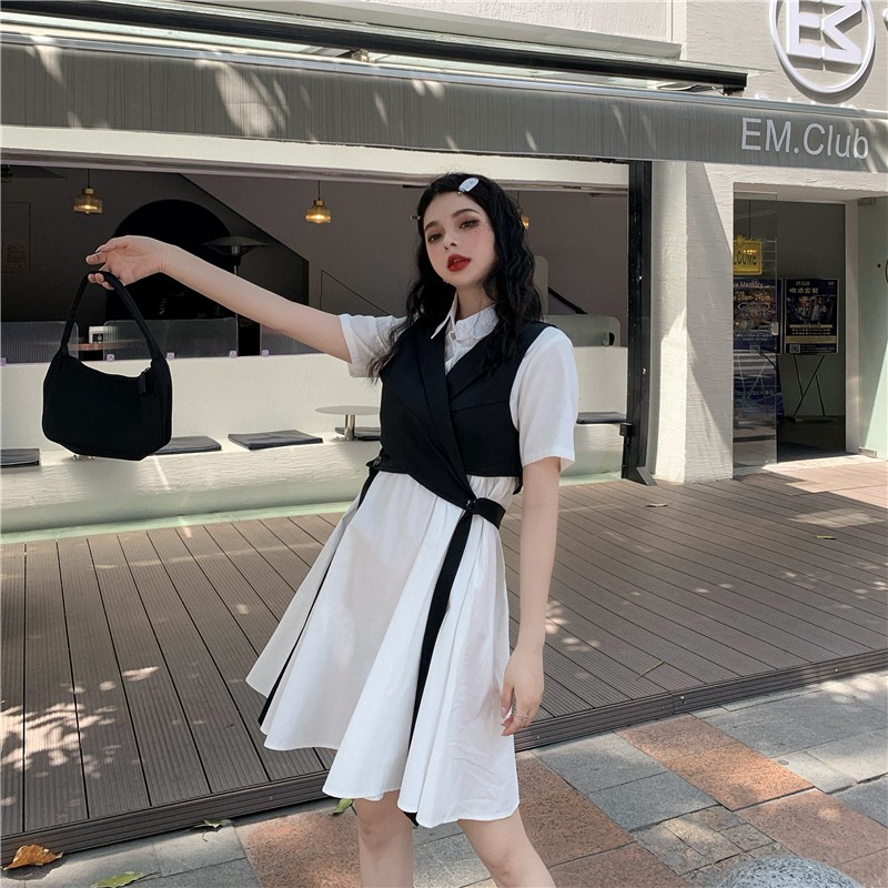 Set váy sơ mi babydoll + áo gile cột dây (ảnh thật ở cuối)