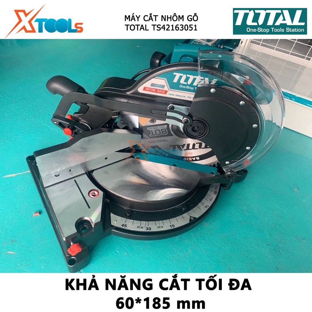 Máy cắt nhôm TOTAL TS42163051 máy cưa nhôm có công suất 1600W, 220-240V, Tốc độ không tải 2800rpm, 60x185mm cắt cơ khi