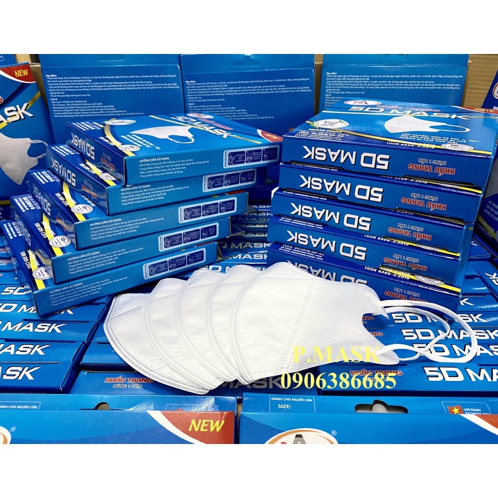 Combo 100 hộp khẩu trang 5D FAMAPRO thiết kế 3D Mask kháng khuẩn 10 cái/ hộp 3 lớp