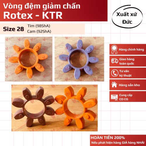 Vòng đệm Rotex 28 giảm chấn cho khớp nối KTR, độ cứng 98ShA hoặc 92ShA. HÌNH THẬT, SẴN KHO