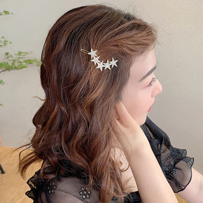 Kẹp Tóc Hình Ngôi Sao Đính Đá Ngọc Trai Nhân Tạo Thời Trang