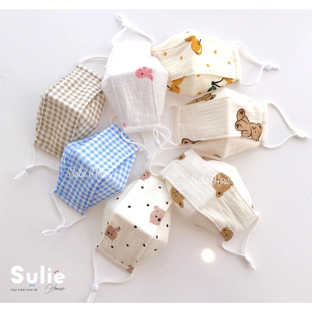 Set 3 khẩu trang xô Muslin (ko thêu tên)