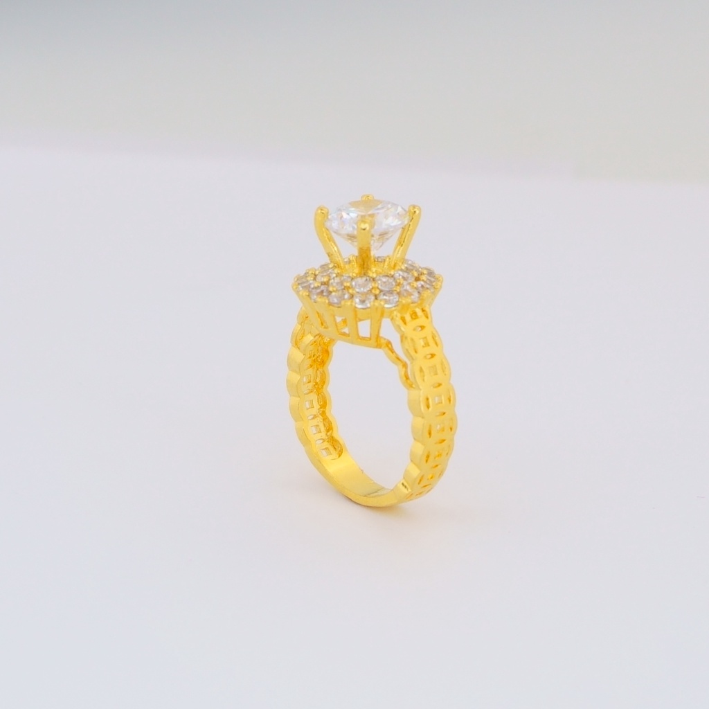 Nhẫn nữ kim tiền đính đá OMJ 0003