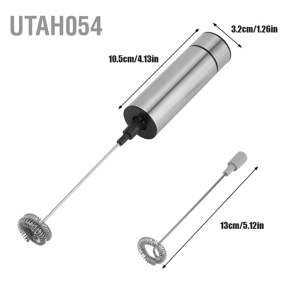 Utah054 Handheld Electric Milk Frother Coffee Foam Maker with Single/Double Head Stainless Steel Whisks