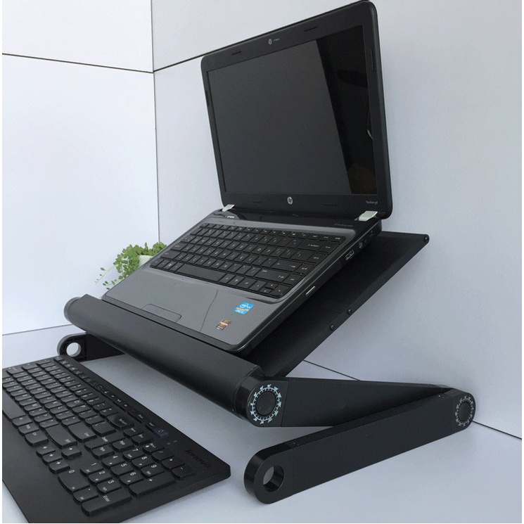 Giá đỡ LAPTOP chống mỏi kèm quạt tản nhiệt điều chỉnh nhiều gốc; Kệ đỡ LAPTOP đa chức năng, có nút xoay 360 độ
