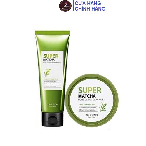 Bộ 2 Sản Phẩm Kiềm Dầu, Se Khít Lỗ Chân Lông Some By Mi Super Matcha Pore (Sữa Rửa Mặt + Mặt Nạ Đất Sét)