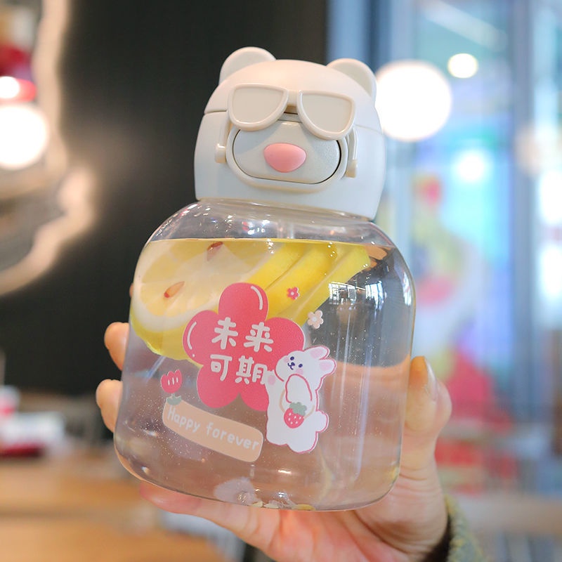 (Bán Buôn Sỉ) Bình nước cute, bình nước cho bé có quai đeo nắp bật ống hút mềm mại