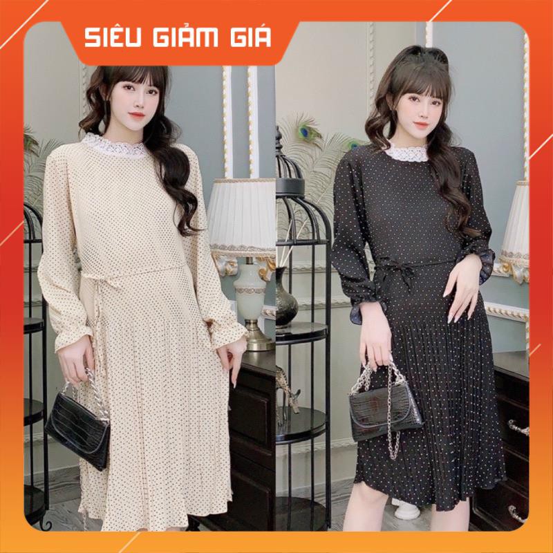 Váy bầu thu đông cao cấpchất Hoa thái dập ly loại 1☘️đầm bầu dài tay thiết kế thu đông sang chảnhfree size 43~68kg