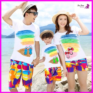 [ 𝗛𝗮̀𝗻𝗴 𝗤𝘂𝗮̉𝗻𝗴 𝗖𝗵𝗮̂𝘂]-Set 3 Bộ Quần Áo Đồng Phục Đi Biển, Gia Đình 3 Người-Nhắn Tin Cân Nặng Cho Shop.