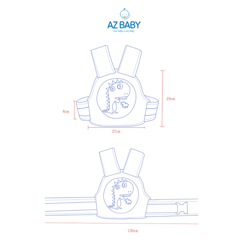 Đai đi xe máy an toàn cho bé Aiebao cao cấp chất liệu vải cotton dày dặn, ngồi cả trước và sau xe - A7001