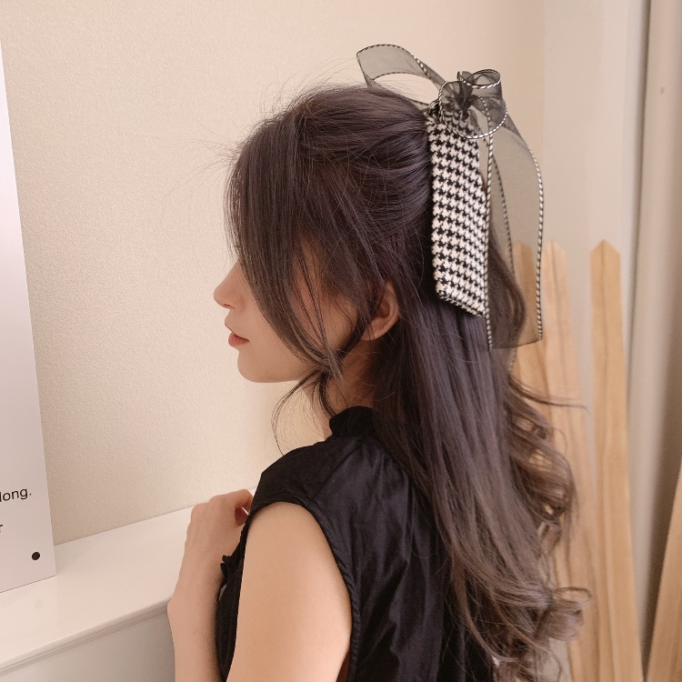 Kẹp Tóc Hình Nơ Phối Ren Màu Trắng Đen Thời Trang Cho Nữ