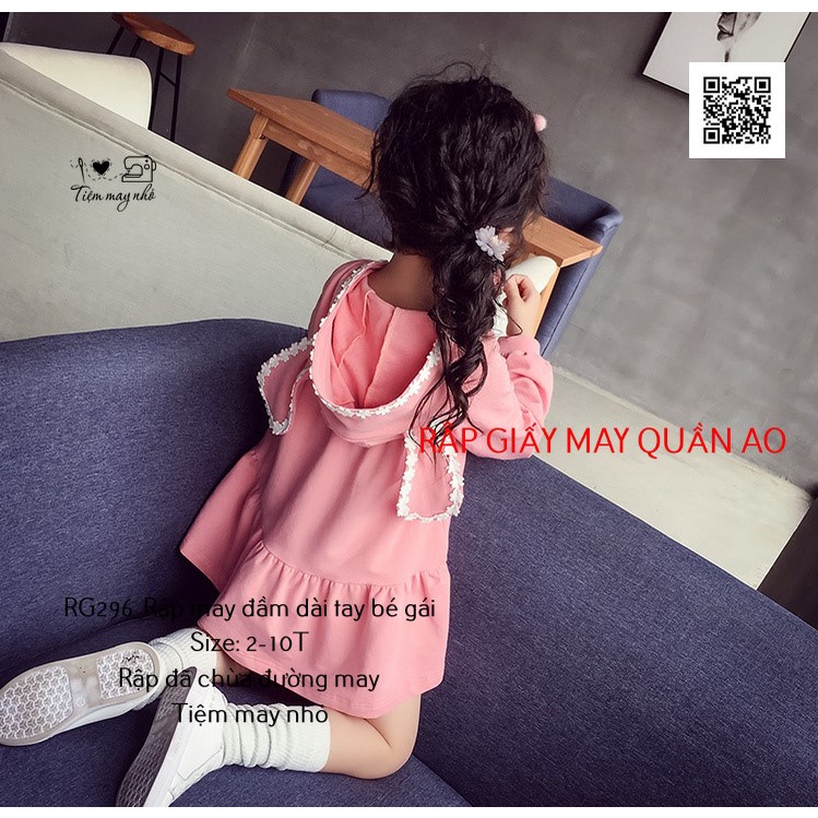 RG296_Rập giấy may đầm dài tay bé gái