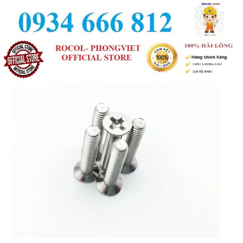 Set 50c M5 vít pake đầu bằng thân bulong inox201 M5