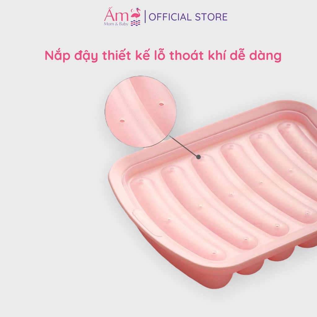 Khuôn Xúc Xích Silicone Cho Bé Ăn Dặm Ấm Baby Chia 6 Ngăn Tiện Lợi Chịu Được Nhiệt Độ Cao Ấm Gift Decor