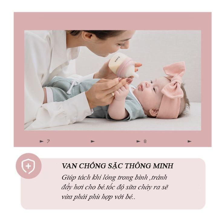 Bình Sữa chống sặc BAYO, bình tập uống có tay cầm chất liệu nhựa PPSU, dung tích 80,150,240ml