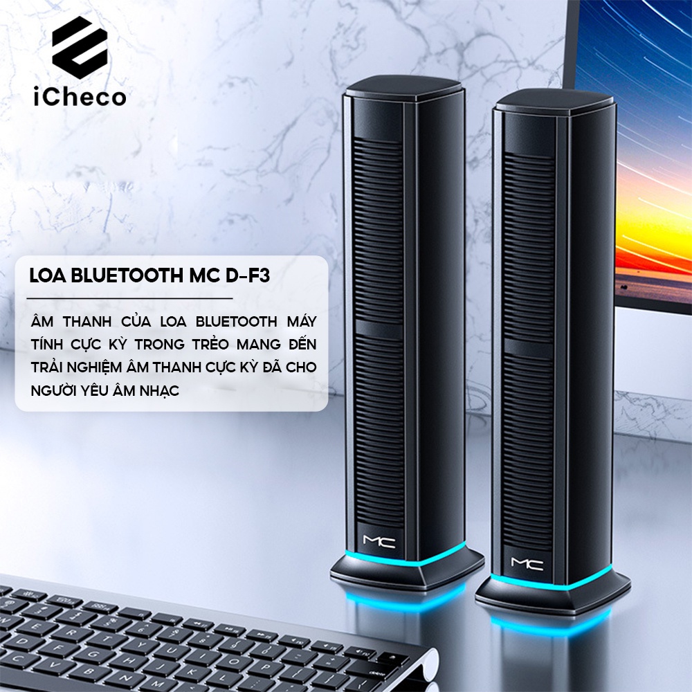 Loa bluetooth căm máy tính để bàn ICHECO LWB05 có dây đèn led dành cho vi tính laptop PC âm bass mạnh