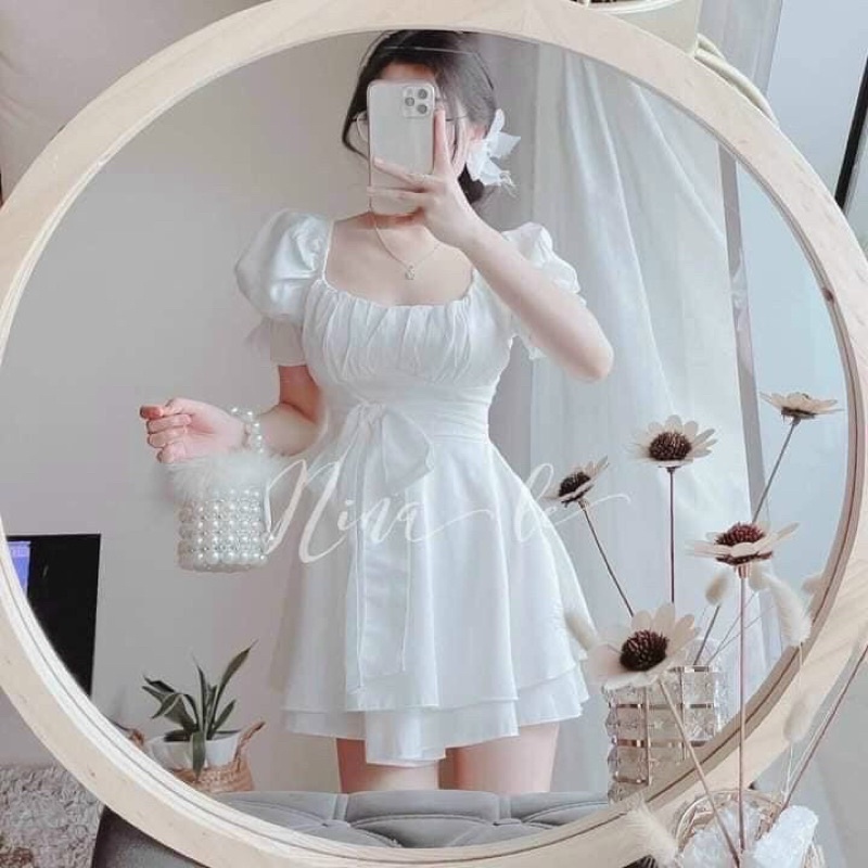 🍒JUM TRẮNG XẾP LI NGỰC THẮT NƠ LƯNG 🍒