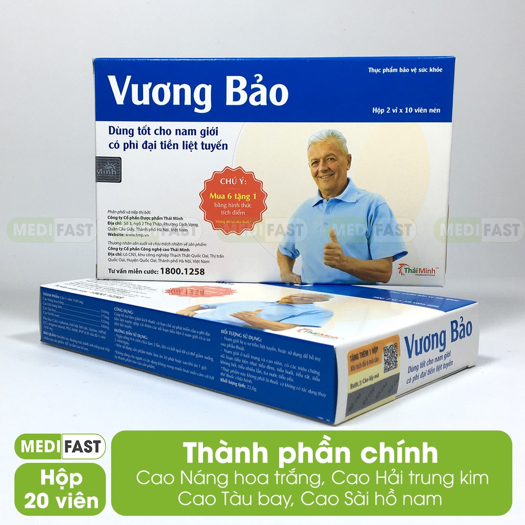 Vương Bảo - Giúp hỗ trợ làm giảm kích thước, hạn chế sự phát triển của u phì đại tiền liệt tuyến - Có tem tích điểm