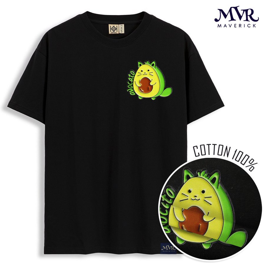 Áo thun nữ tay lỡ Cotton thoáng mát Avocato logo bơ mèo dễ thương MVR KK3917