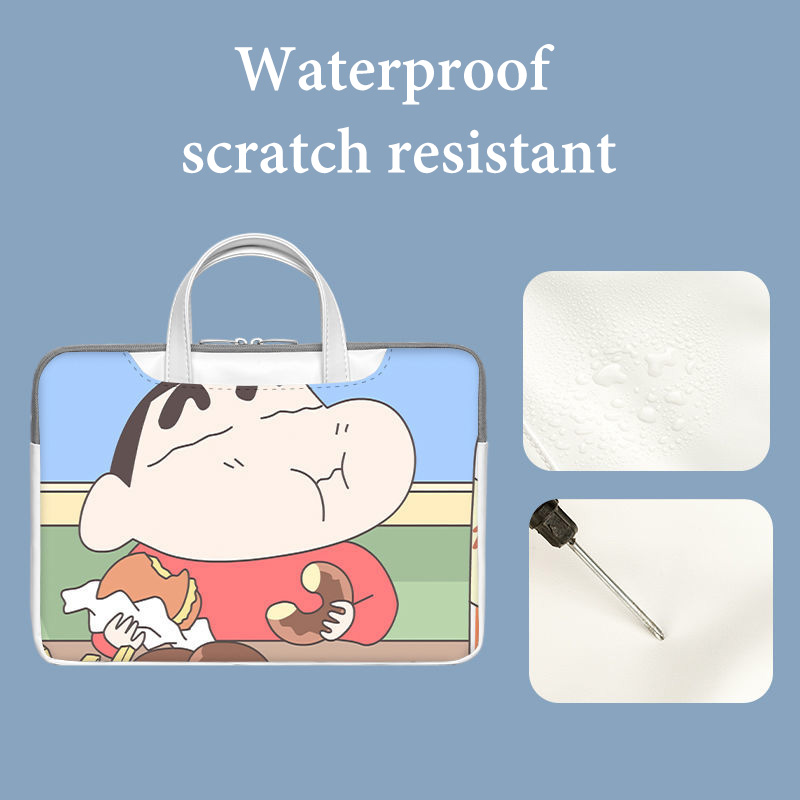 Waterproof Laptop Bag 15.6 Inches Cartoon Crayon Shin-Chan Pattern Bag 12 13 13.3 14 14.6 15 16.1 17.3 Inch Sleeve Cute Anti-fall Handbag Large Capacity Laptop Bag