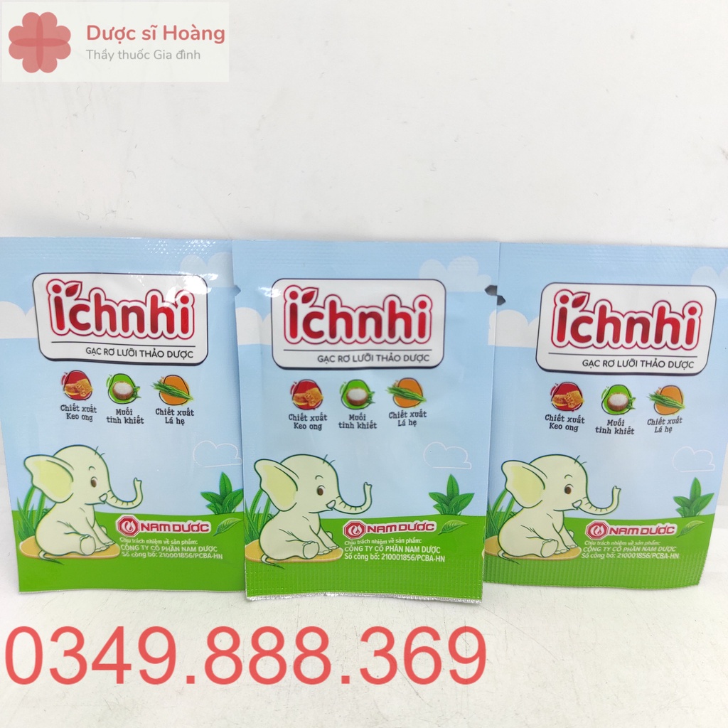 Gạc Rơ Lưỡi Thảo Dược Ích Nhi - Giúp Sạch và Bảo Vệ Lưỡi, Nướu Cho Bé - Hộp 30 gói