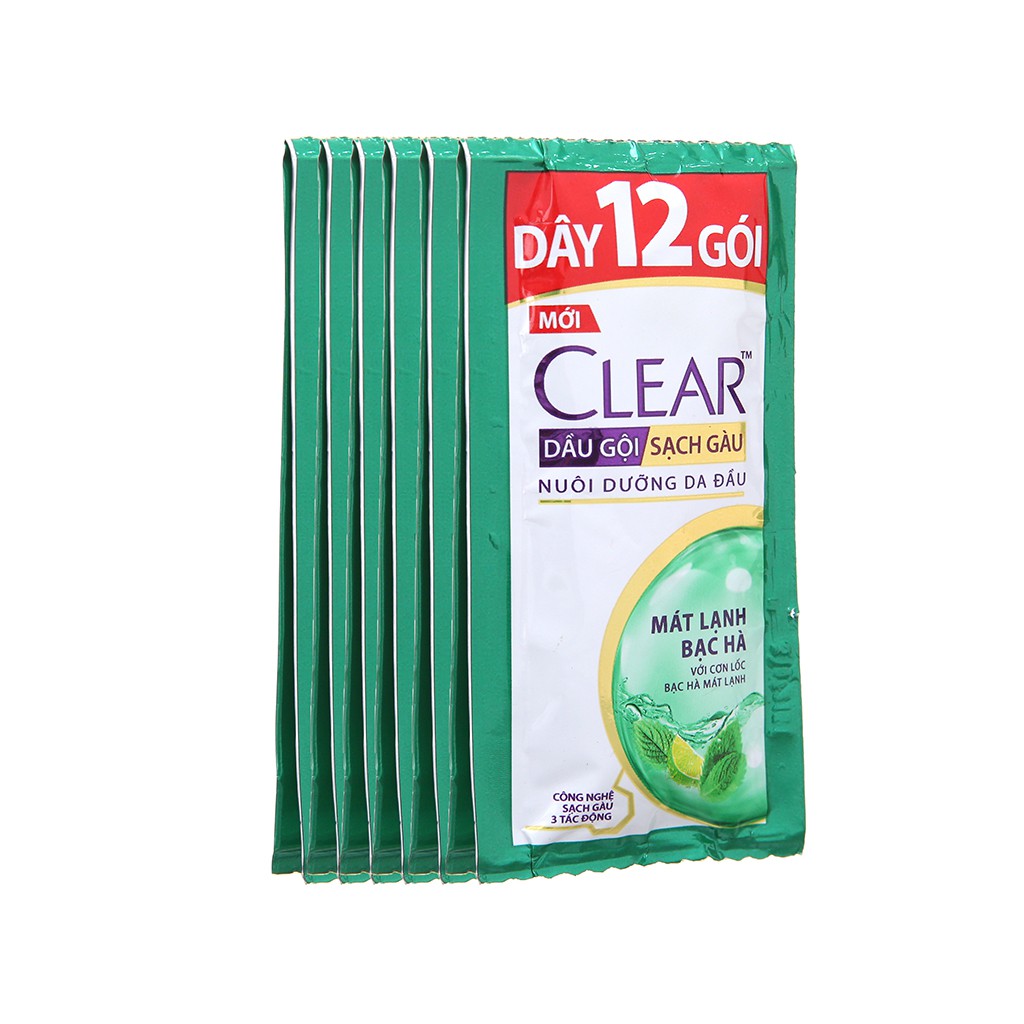 Dầu gội Clear mát lạnh bạc hà 5.8ml 1 block 12 gói hsd 2021