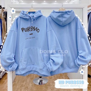 ÁO KHOÁC NỈ HOODIE PURBSSO NỮ TAY PHỒNG FORM RỘNG 2 MÀU HỒNG/XANH CỰC ĐẸP