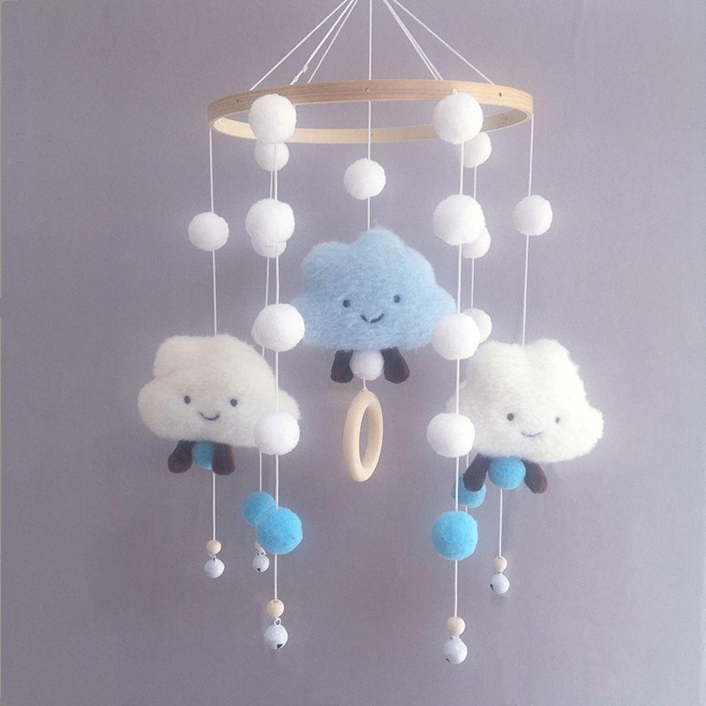 Chuông Gió Hình Đám Mây Bằng Vải Nỉ Dễ Thương Trang Trí Phòng Bé