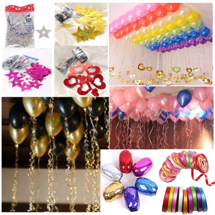Ruy Băng Kim Tuyến , Ruy Băng ( Ribbon ) Nhựa , Dây Ruy Băng Tim Dây Ruy Băng Sao Cột đuôi bong bóng trang trí sinh nhật