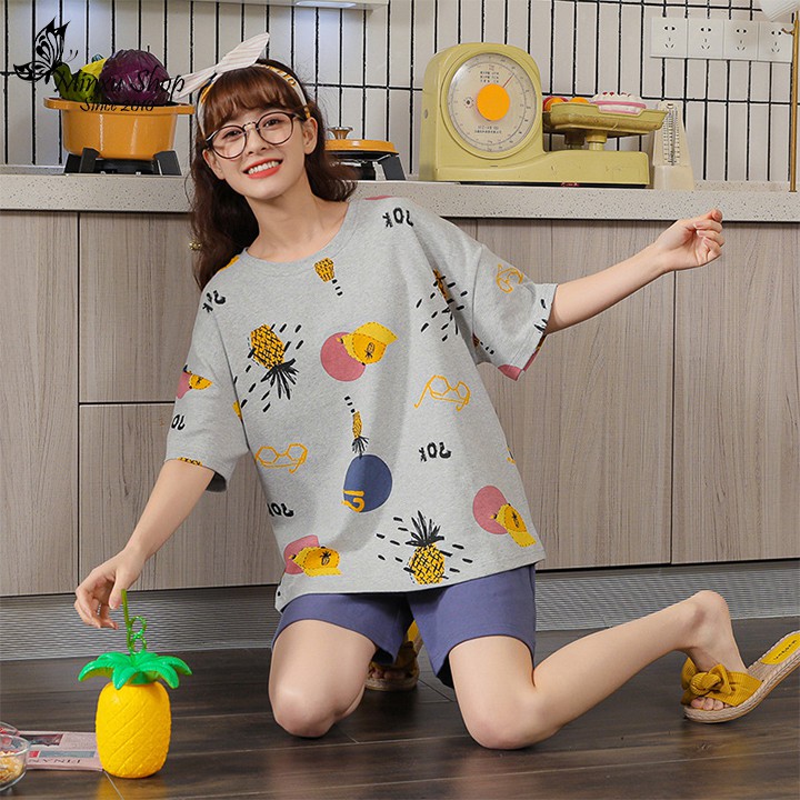 Bộ Mặc Nhà, Bộ Ngủ Cotton Cao Cấp - Cá Tính, Trẻ Trung, Phong Cách Hàn Quốc A23