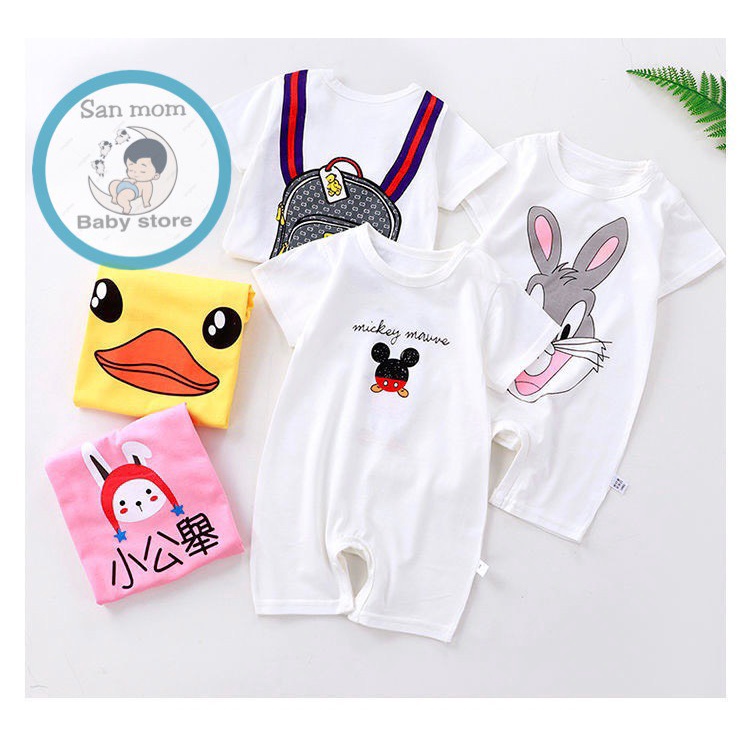Đồ Cho Trẻ Sơ Sinh, Body Đùi Ngắn Tay Cho Bé Sơ Sinh, 100% Cotton, Họa Tiết Dễ Thương Cho Bé Từ 0 Tới 18 Tháng Tuổi