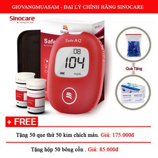 Máy đo đường huyết Sinocare Safe AQ + 50 que thử + 50 kim lấy máu