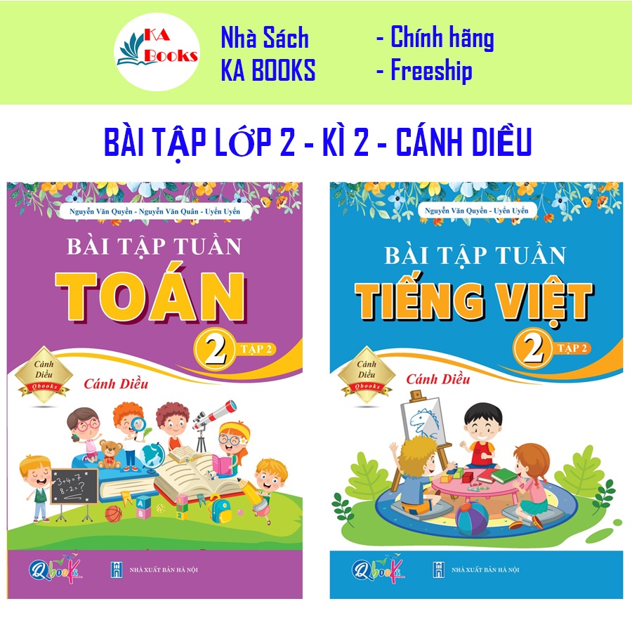 Sách - Combo Bài Tập Tuần Toán - Tiếng Việt Lớp 2 - Học Kì 2 - Cánh Diều (2 cuốn)