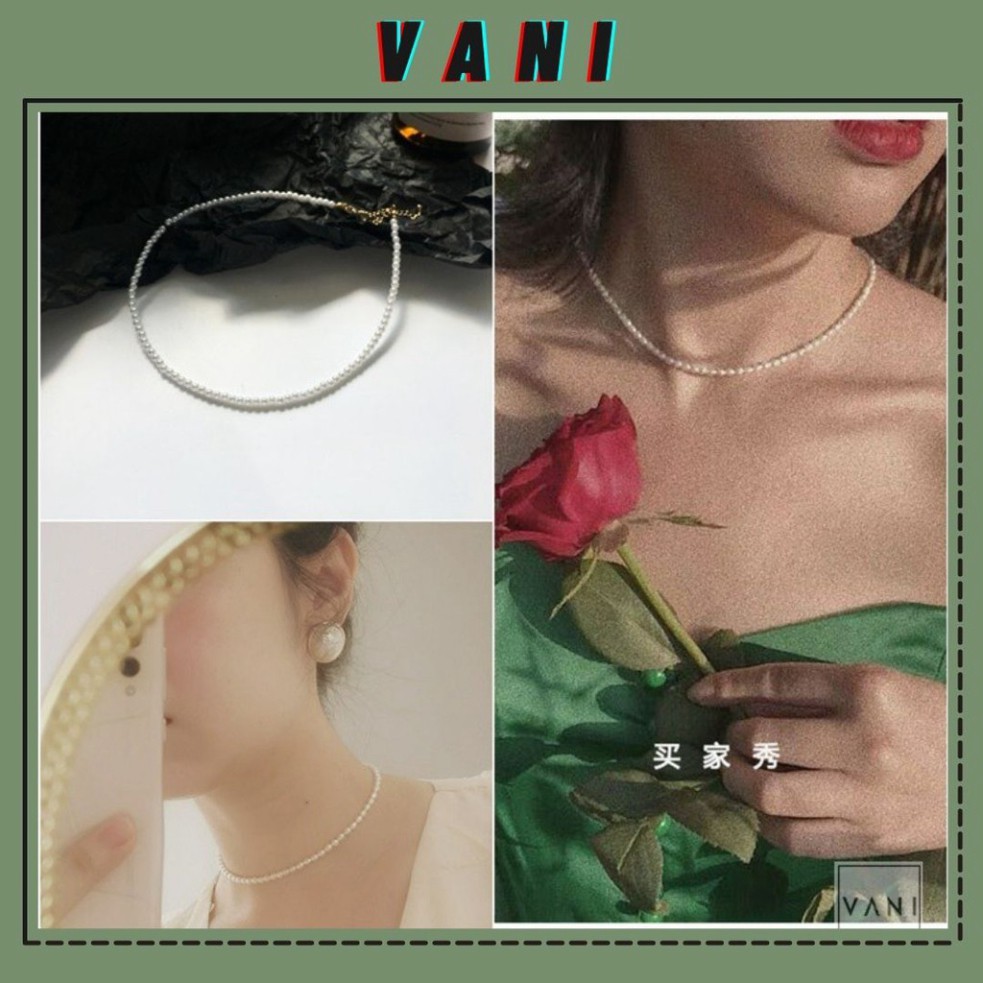 Dây Chuyền, Choker Hạt Châu Trơn Phong Cách Cổ Điển, Sang Trọng - Vani Store