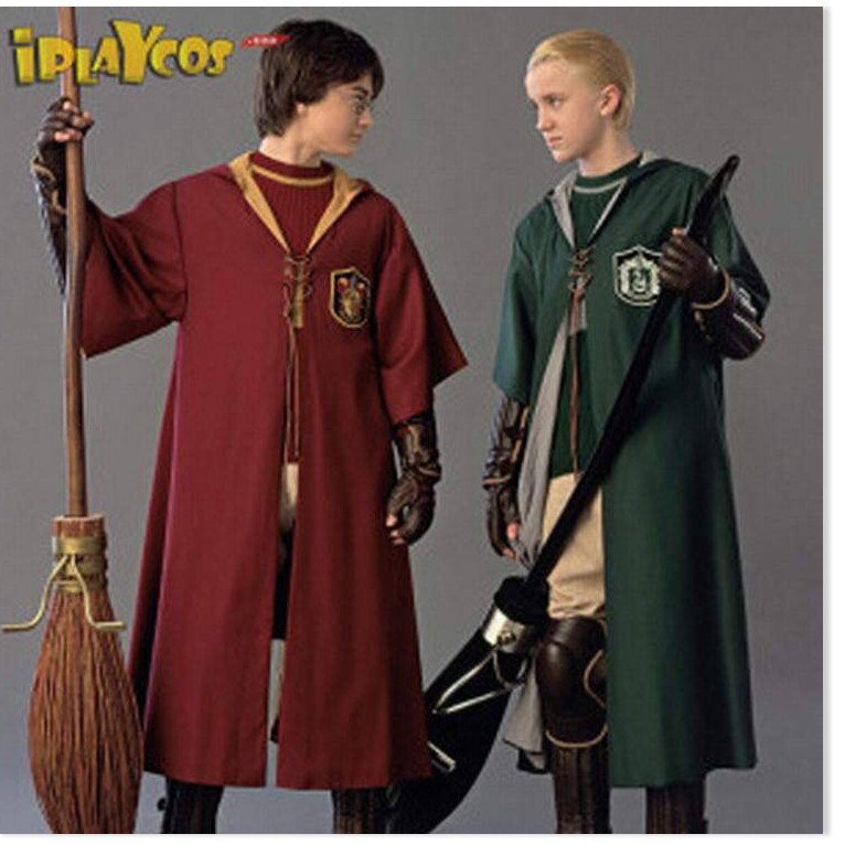 Harry Potter đồng phục áo choàng ma thuật áo choàng màu đỏ và xanh lá
