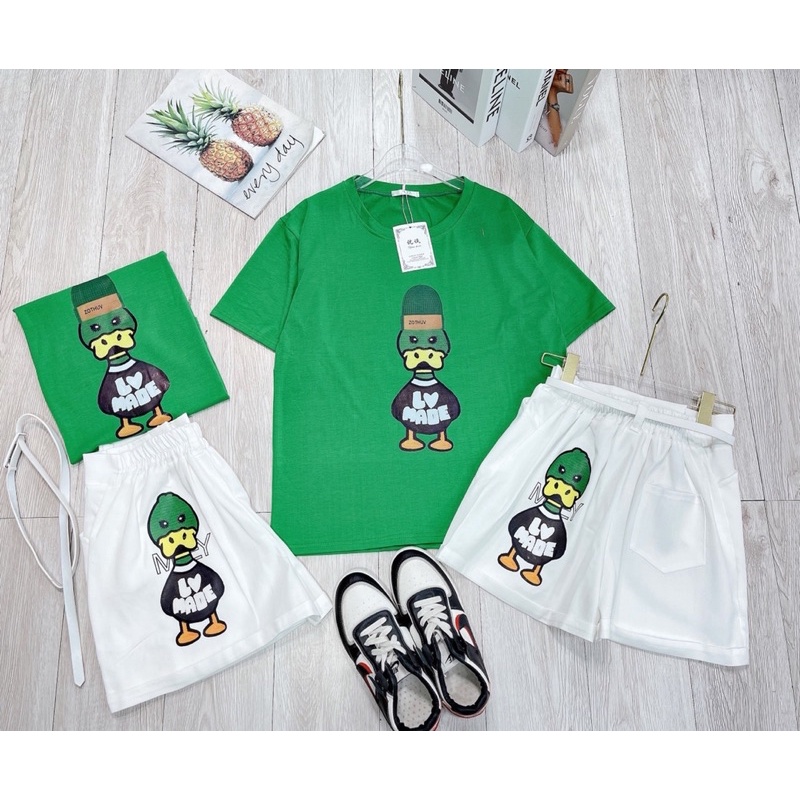 Bộ Soóc cotton kèm belt in hình chú vịt HERA Shop