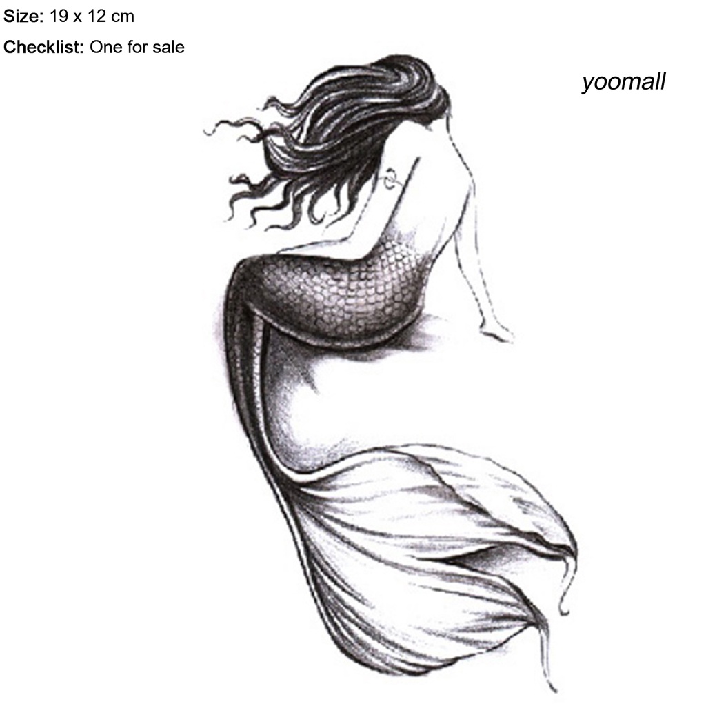 [Hàng mới về] Hình Xăm Dán Tạm Thời Chống Nước Chống Mồ Hôi Hình Nàng Tiên Cá Thời Trang