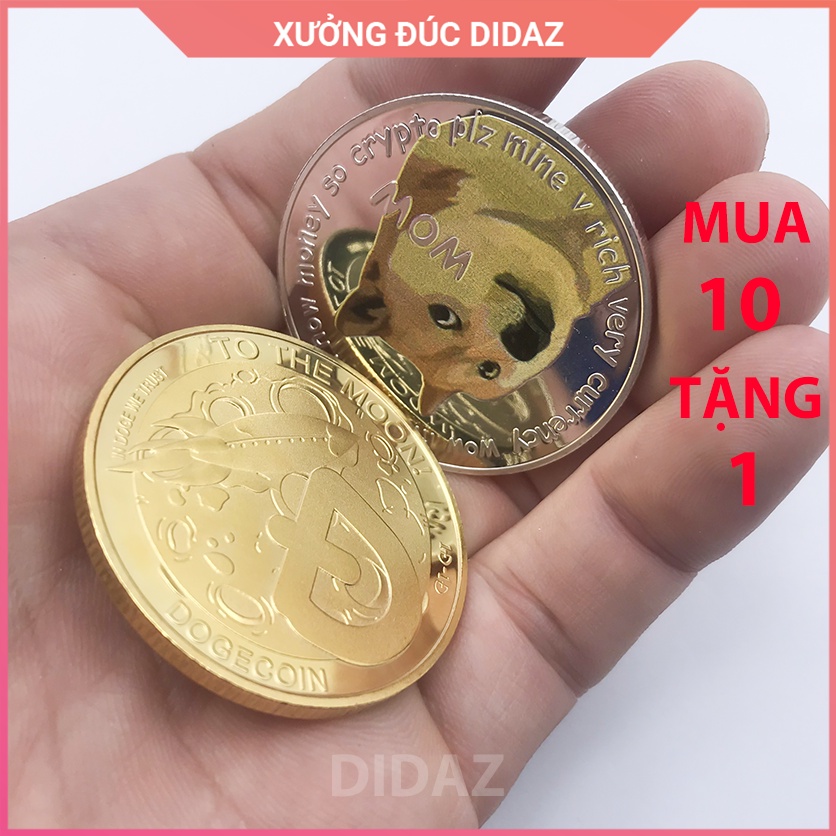 Đồng Xu Dogecoin - Dogcoin to the moon, Bitcoin mạ vàng, bạc 24k đồ lưu niệm,trang trí,sưu tầm, quà tặng DX08
