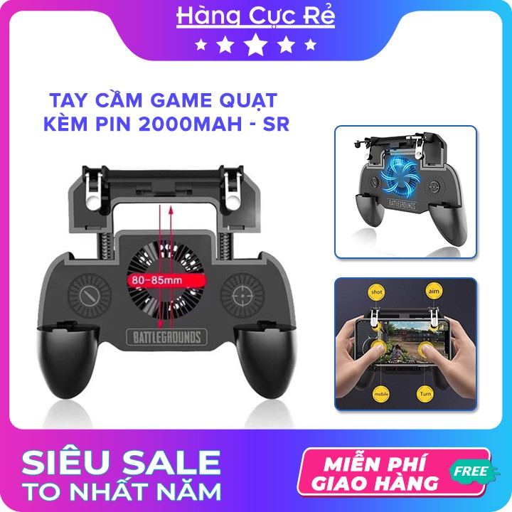 Tay Cầm Chơi Game mobile có Quạt Tản Nhiệt 2000mAh 🤳Freeship🤳 Điện thoại Smartphone trên 5 INCH - Shop Hàng Cực Rẻ