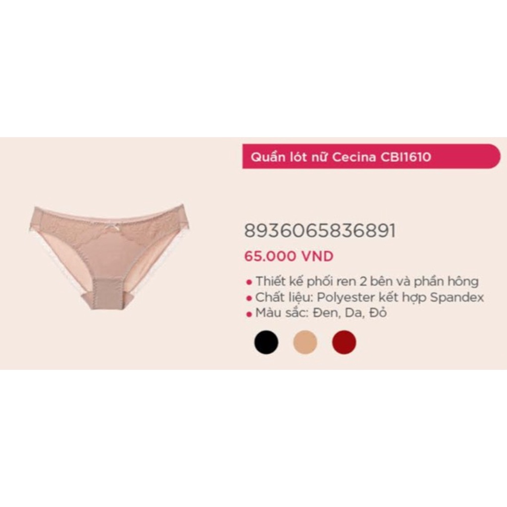 CBI1610 Quần lót nữ chất liệu bamboo sợi tre, chính hãng Việt Nam, thấm hút tốt
