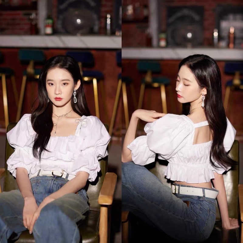 áo kiểu peplum đính nơ qccc