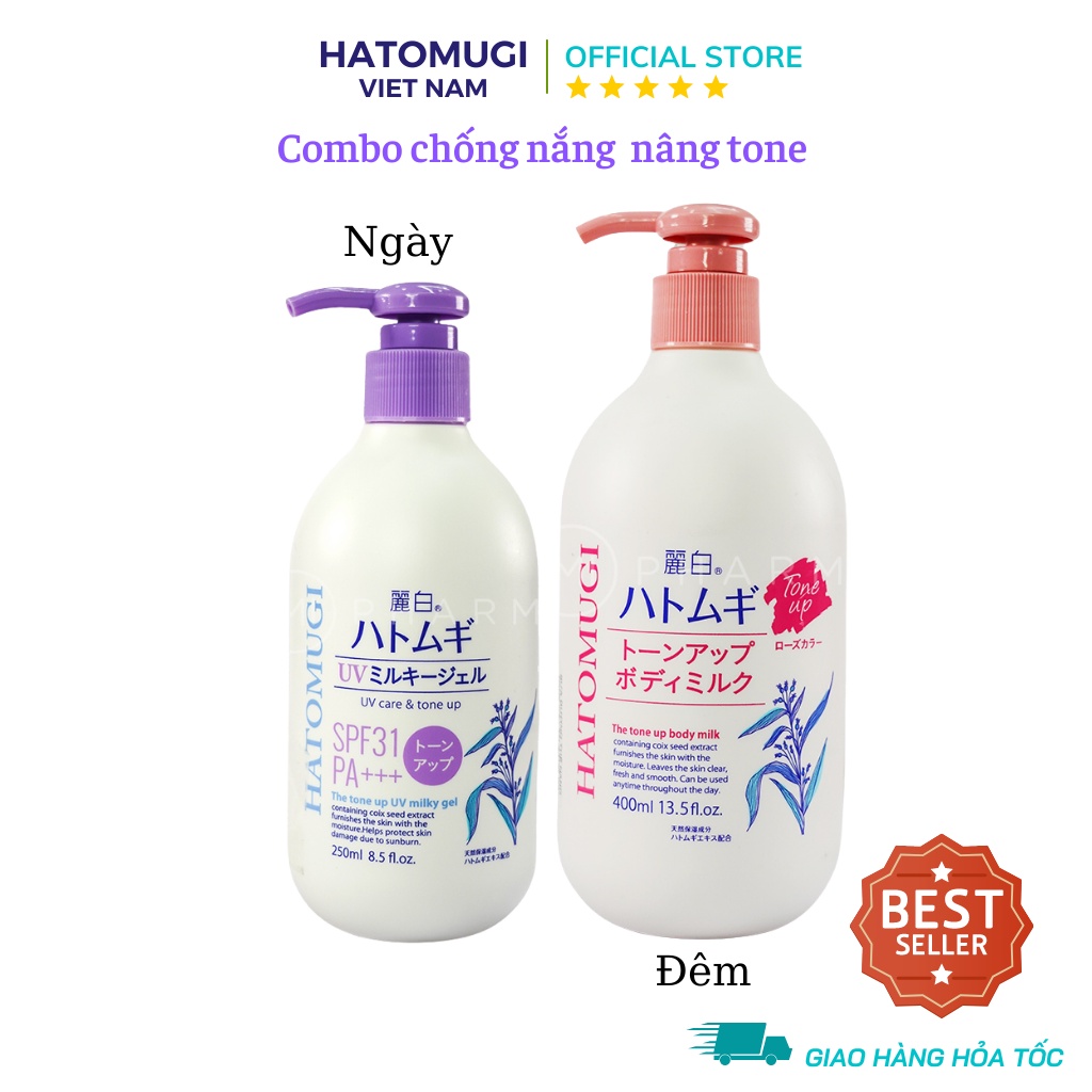Sữa dưỡng thể chống nắng nâng tone dưỡng ẩm và làm trắng da Hatomugi Spf31 PA+++ 250ml