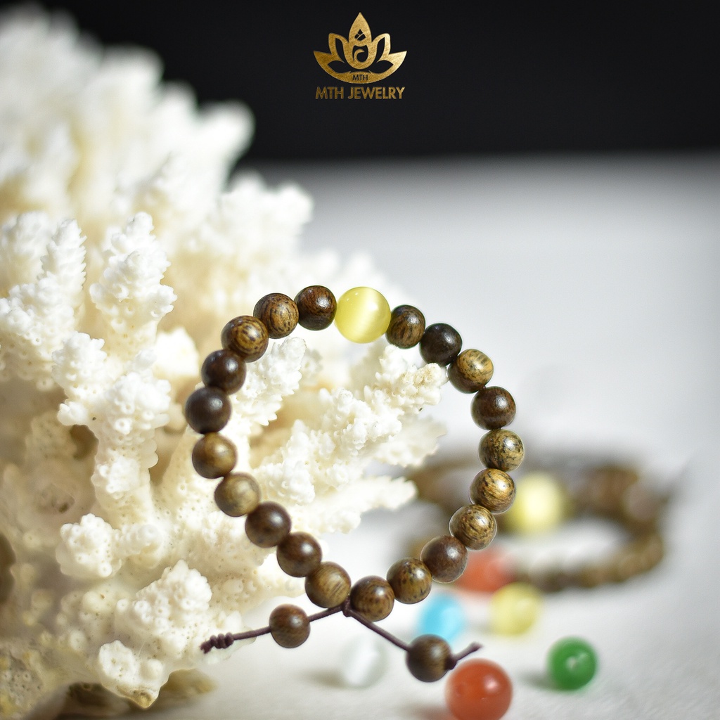 Vòng Tay Trầm Hương Cho BÉ Mix Charm Đá Màu Theo Mệnh Size 6/7/8mm | MTH JEWELRY