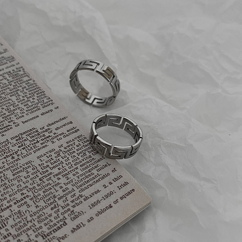 Nhẫn 191025 bằng thép titan họa tiết Vạn Lý Trường Thành độc đáo thời trang harajuku hiphop