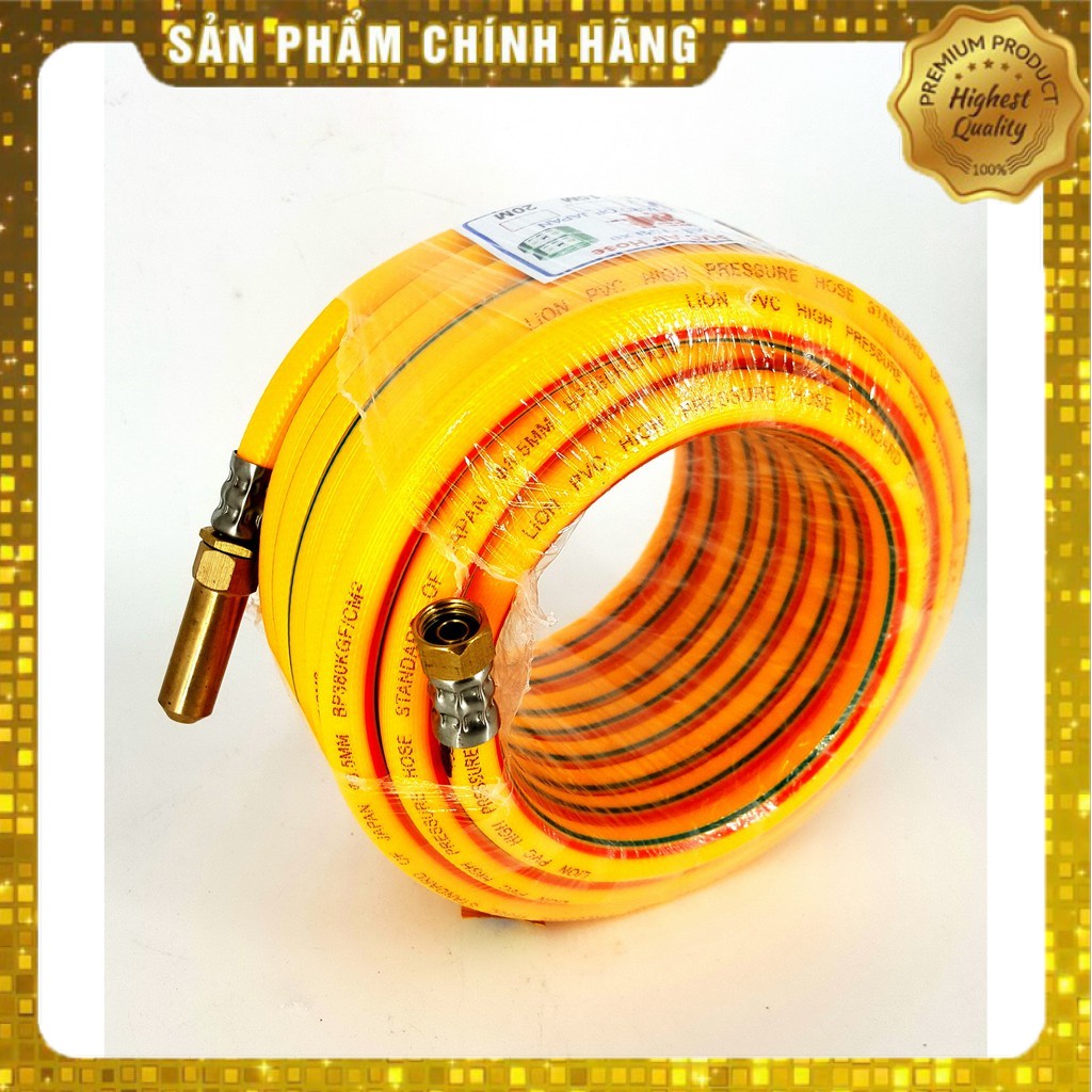 DÂY RỬA XE ÁP LỰC LION 10M _TẶNG 1 ĐẦU XỊT THAU NGẮN