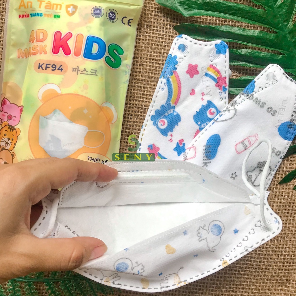 Thùng khẩu trang kf94 4d cho bé 4 lớp kháng khuẩn ngăn bụi thông thoáng chính hãng An Tâm thùng 300 cái_x30AT4DC