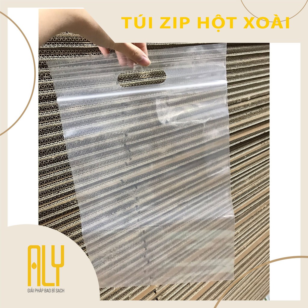 Túi zip hột xoài, túi zip có quai xách đựng quần áo size 22x30 cm