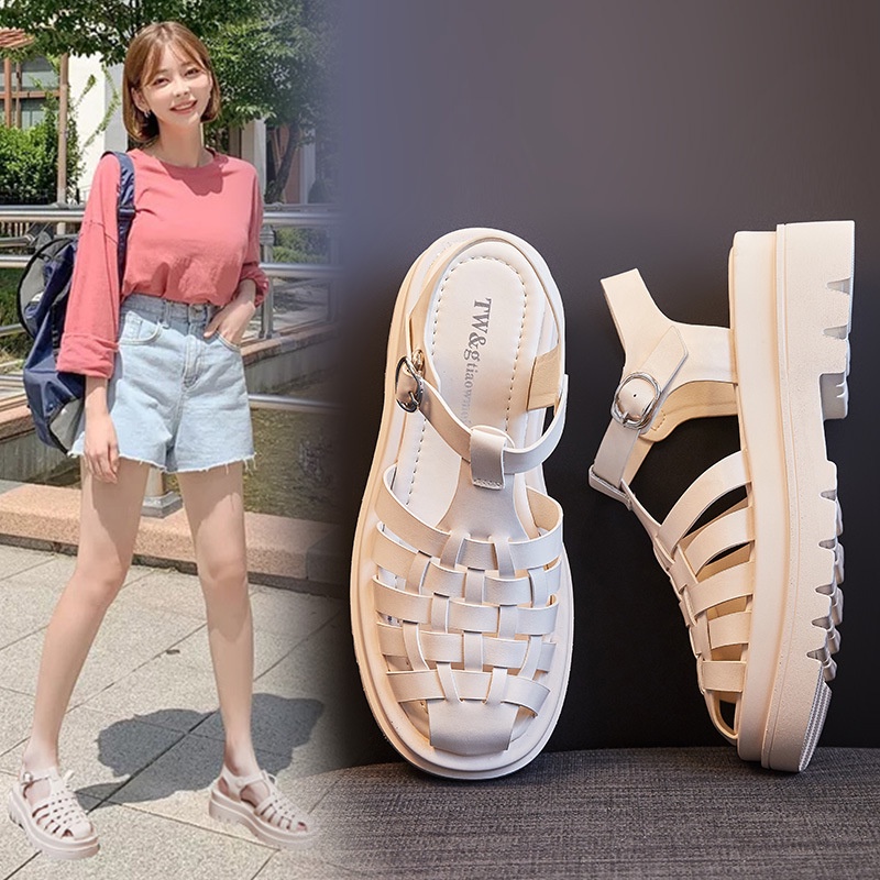 Giày Sandal Đế Phẳng Dày Dặn Phong Cách Thời Trang Roman 2022 9OE8